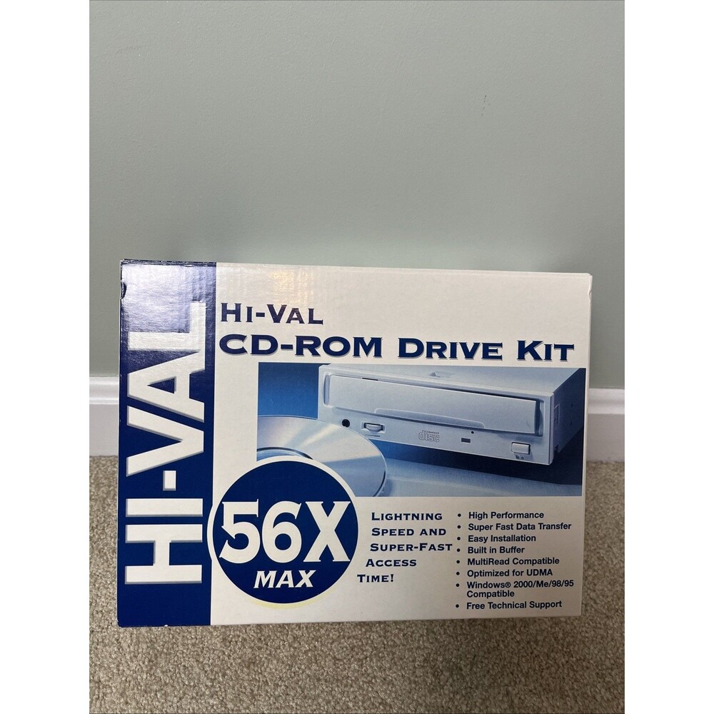 Hi-VAL CD-ROM Drive Kit 56X MAX Lightning Speed Super-Fast Access New Open Box